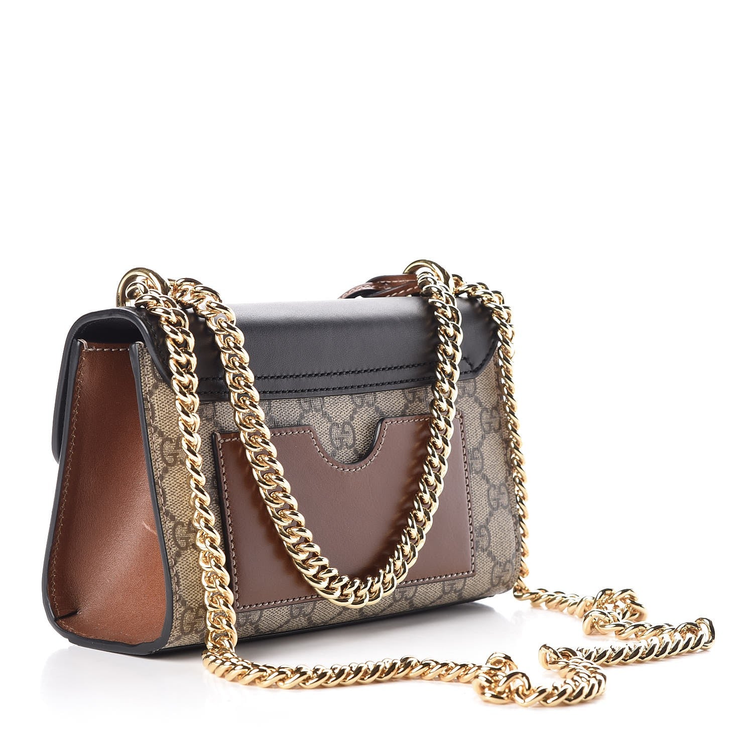 Gucci GG Supreme Monogram Calfskin Small Padlock Shoulder Bag Beige Black Cuir 4 of 8
