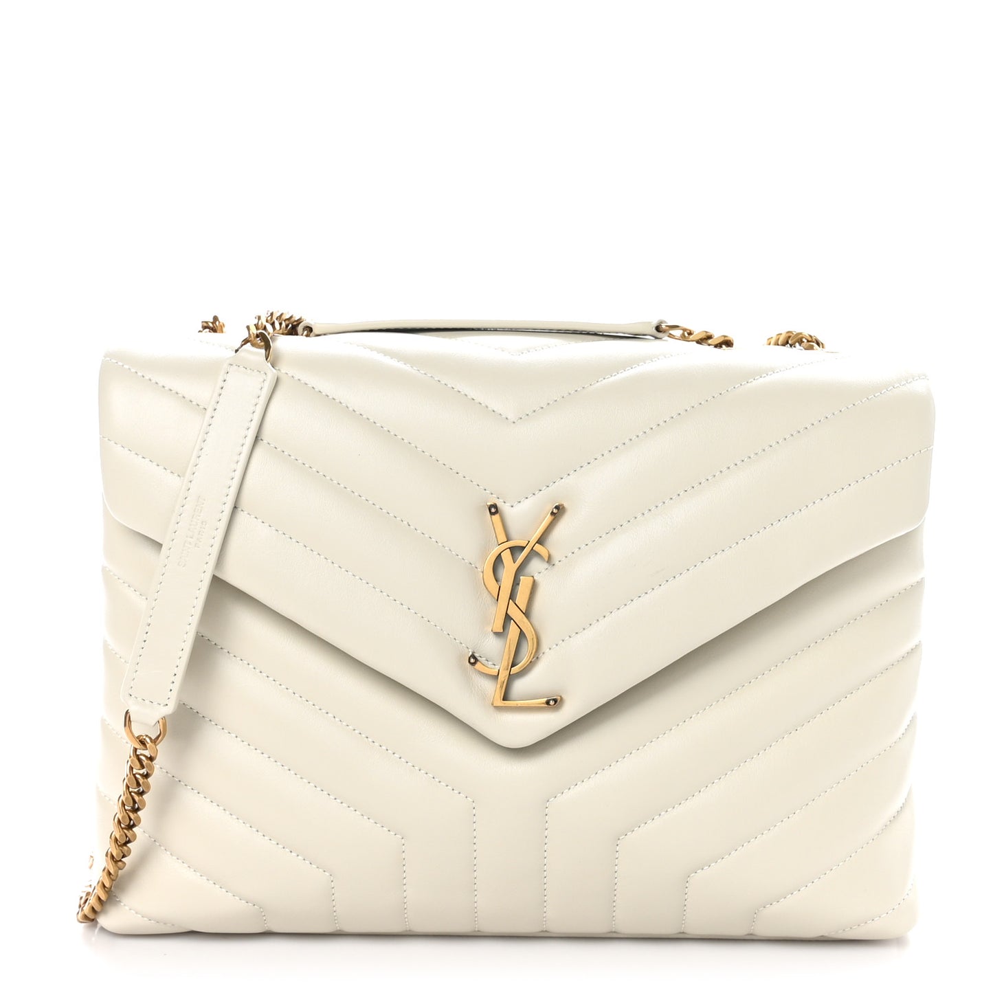 Calfskin Y Quilted Monogram Medium Loulou Chain Satchel Crema Soft