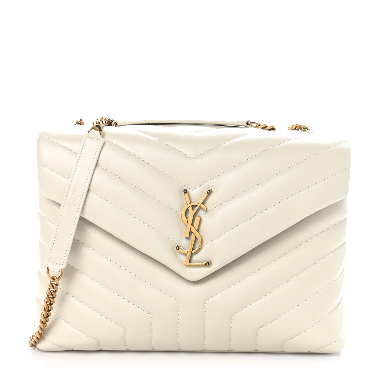 Saint Laurent Calfskin Y Quilted Monogram Medium Loulou Chain Satchel Crema Soft 1 of 11