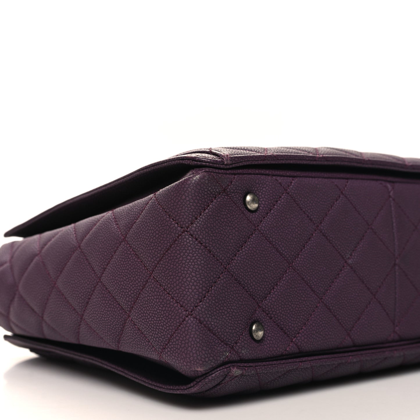 Washed Caviar Quilted Turn Around Ligne Tote Dark Purple
