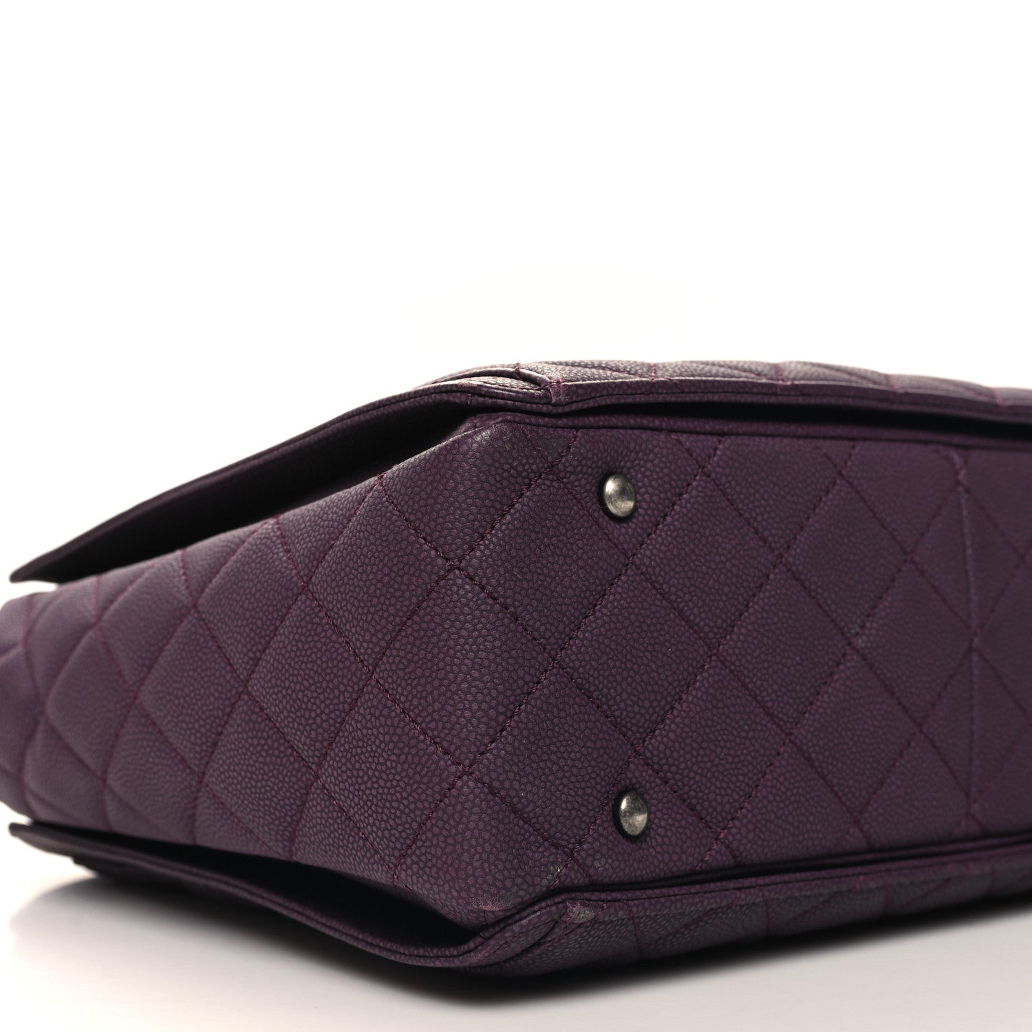 Chanel Washed Caviar Quilted Turn Around Ligne Tote Dark Purple 9 of 11