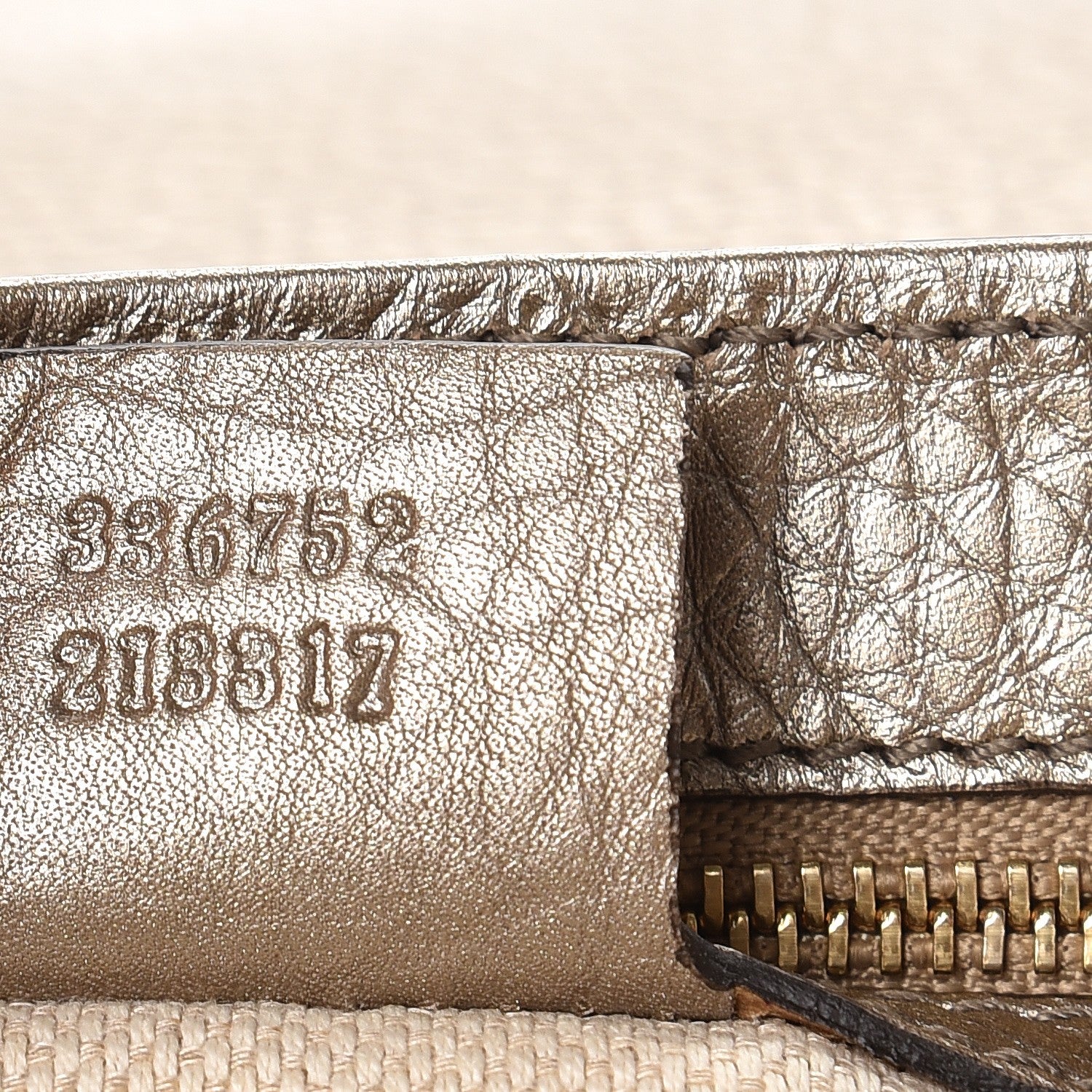 Gucci Metallic Pebbled Calfskin Medium Soho Flap Crossbody Golden Beige 8 of 11