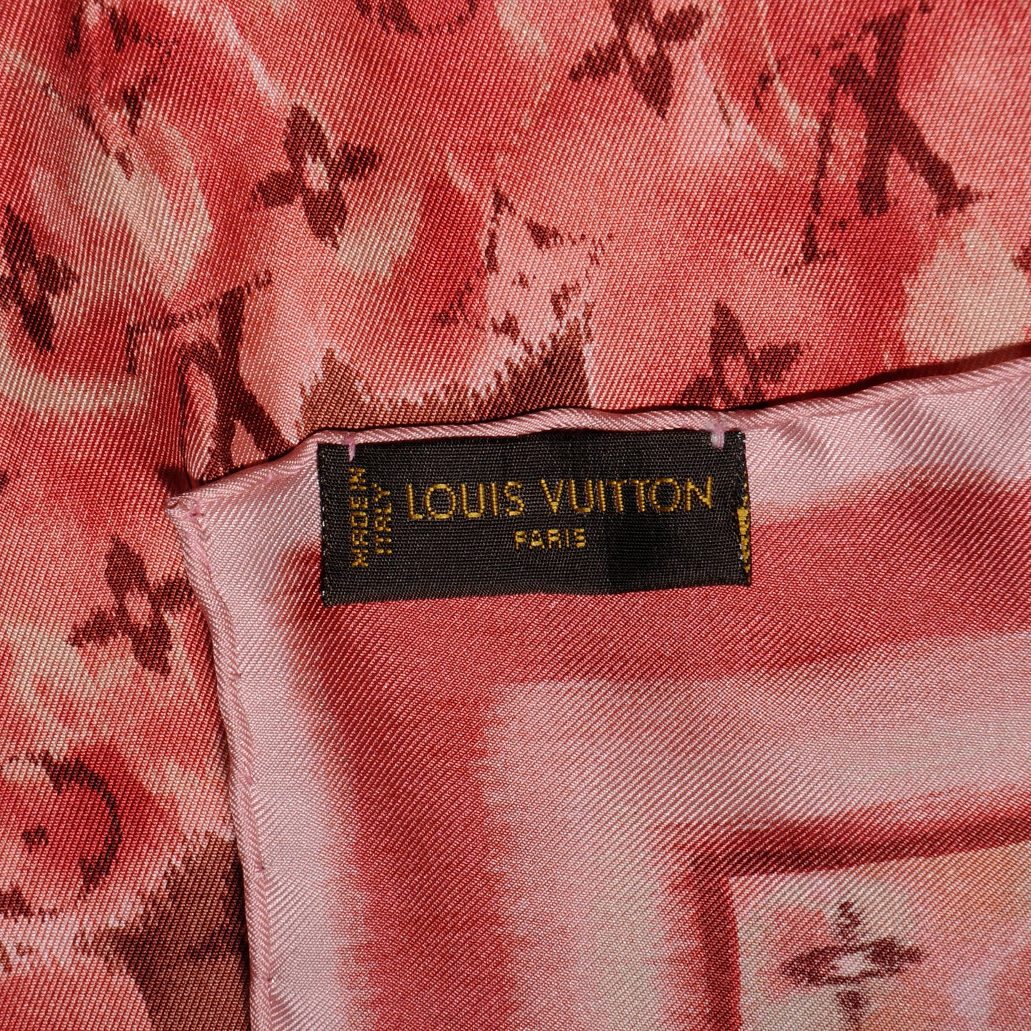 Silk Monogram Ikat Summer Square Scarf Rose Velours