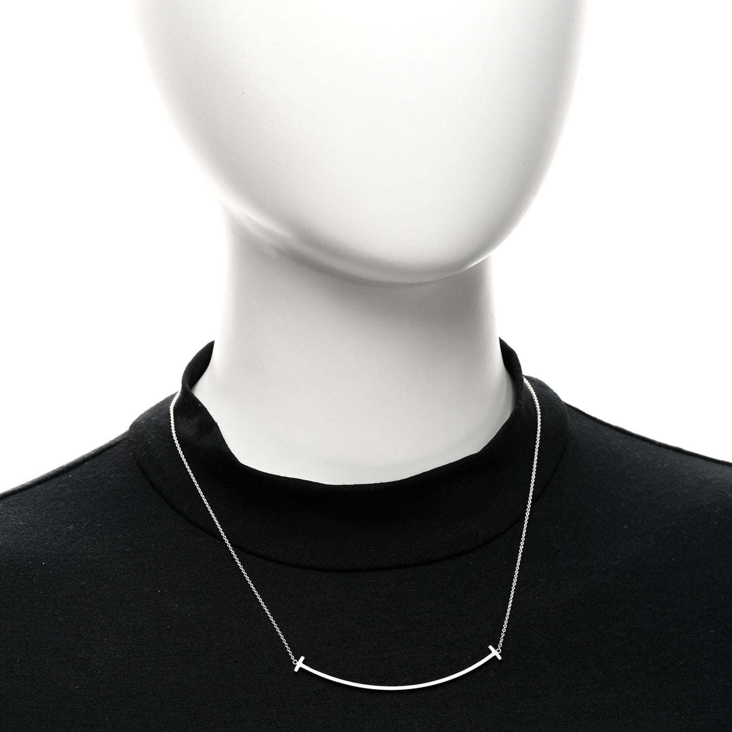 Sterling Silver Large T Smile Pendant Necklace