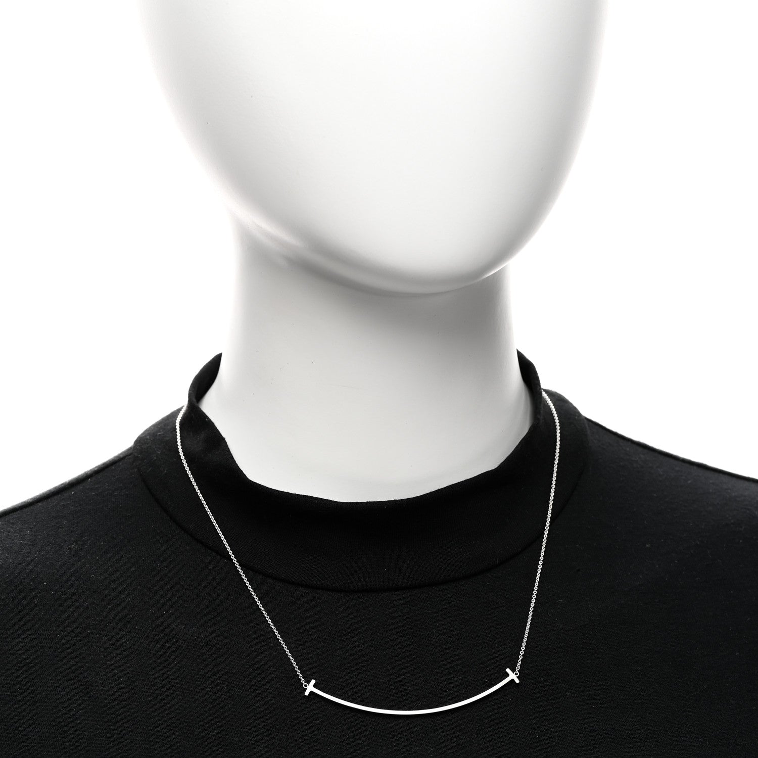 Tiffany Sterling Silver Large T Smile Pendant Necklace 2 of 5