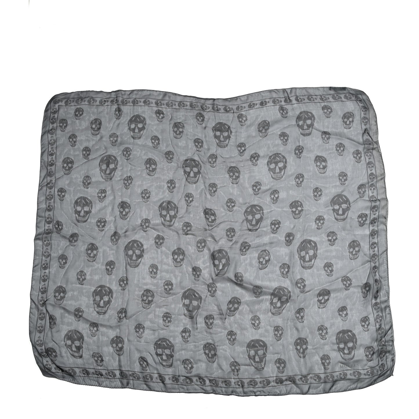 Silk Chiffon Skull Scarf Black Grey