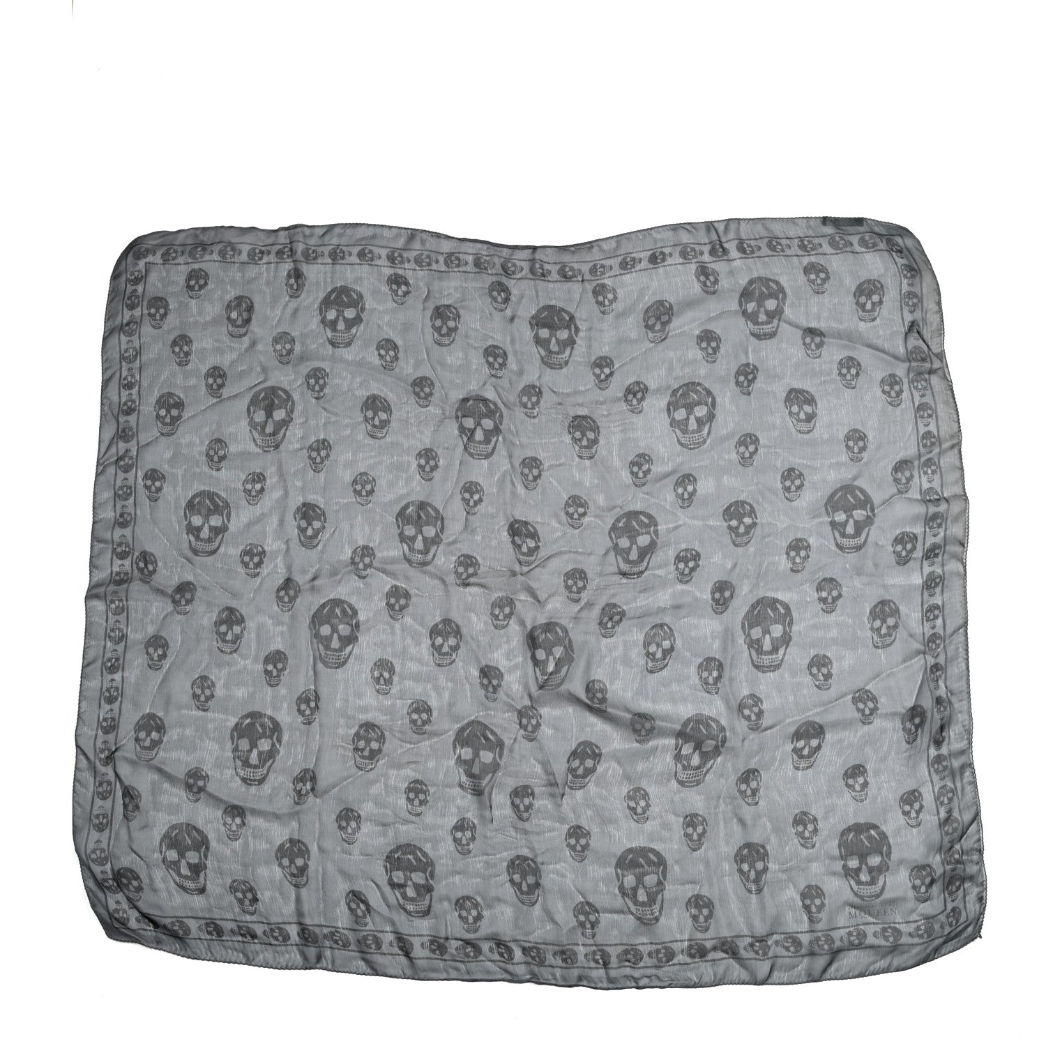 Alexander McQueen Silk Chiffon Skull Scarf Black Grey 1 of 4