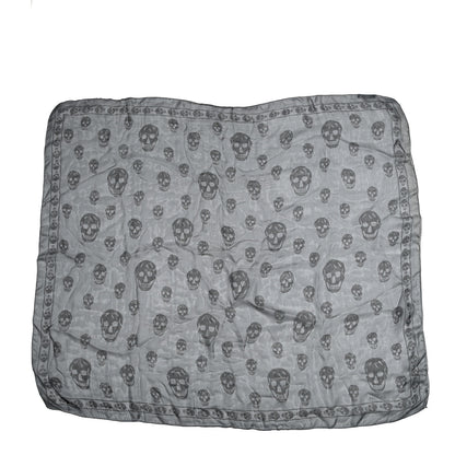 Alexander McQueen Silk Chiffon Skull Scarf Black Grey 1 of 4