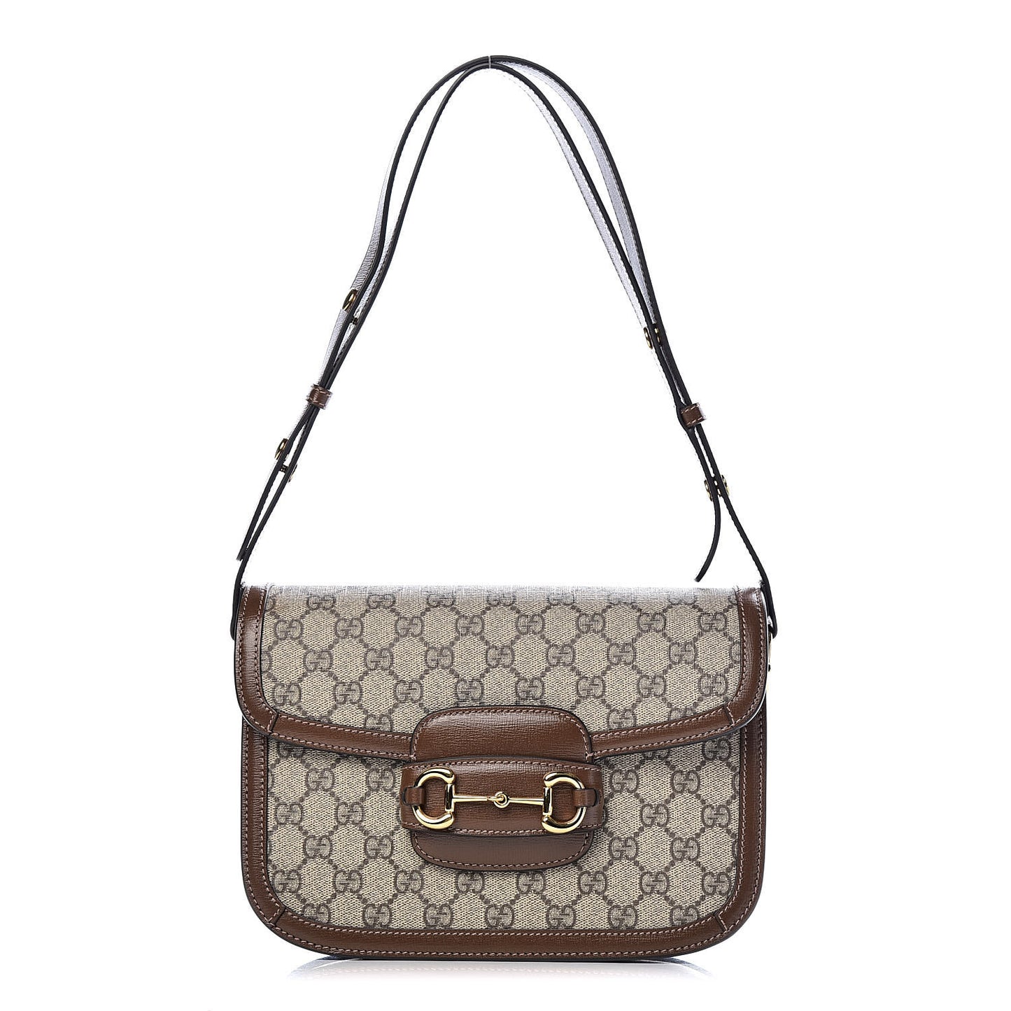GG Supreme Monogram Horsebit 1955 Shoulder Bag Beige Brown Sugar