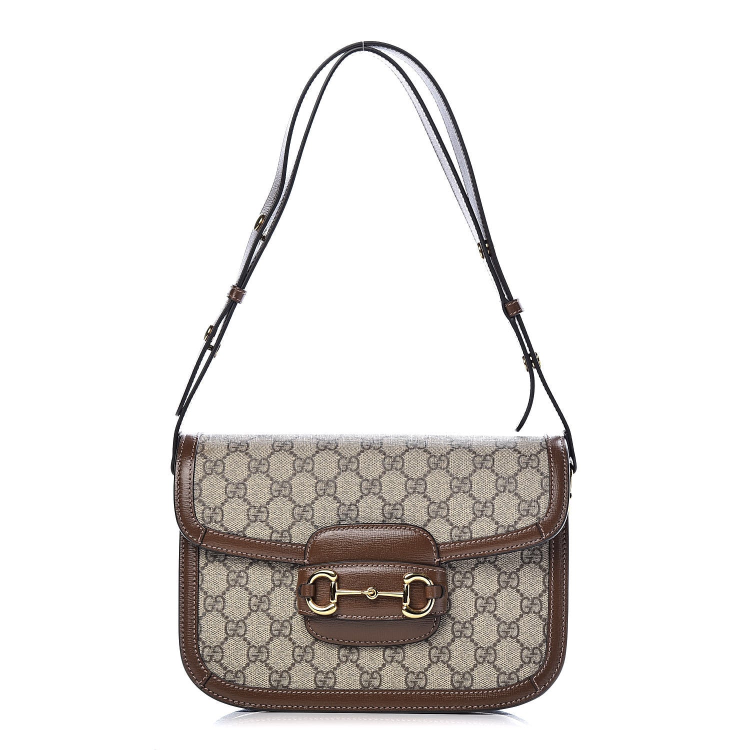 Gucci GG Supreme Monogram Horsebit 1955 Shoulder Bag Beige Brown Sugar 1 of 10