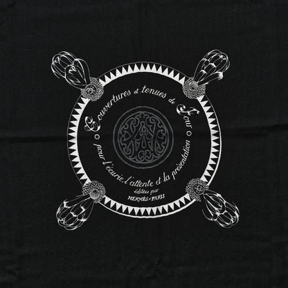 Hermes Cashmere Silk Encadre Blason Scarf 90 Black Gris Clair 4 of 4