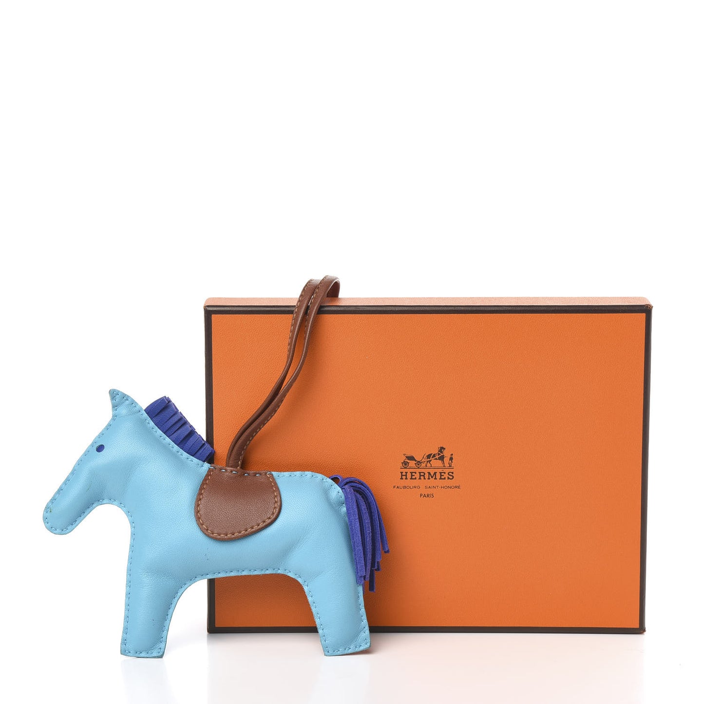 Milo Lambskin Grigri Rodeo Horse Bag Charm MM Bleu Azteque Bleu Electrique Fauve