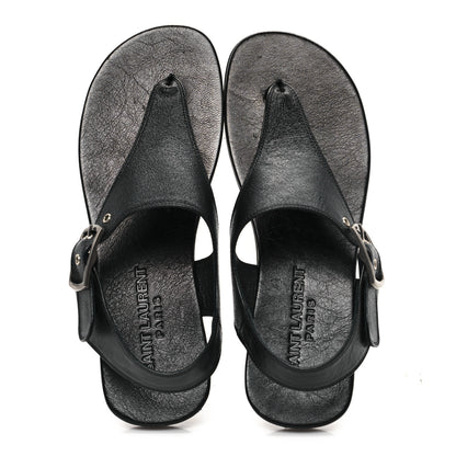 Saint Laurent Calfskin Incrociato Denver Monogram Sandals 36 Black 2 of 9