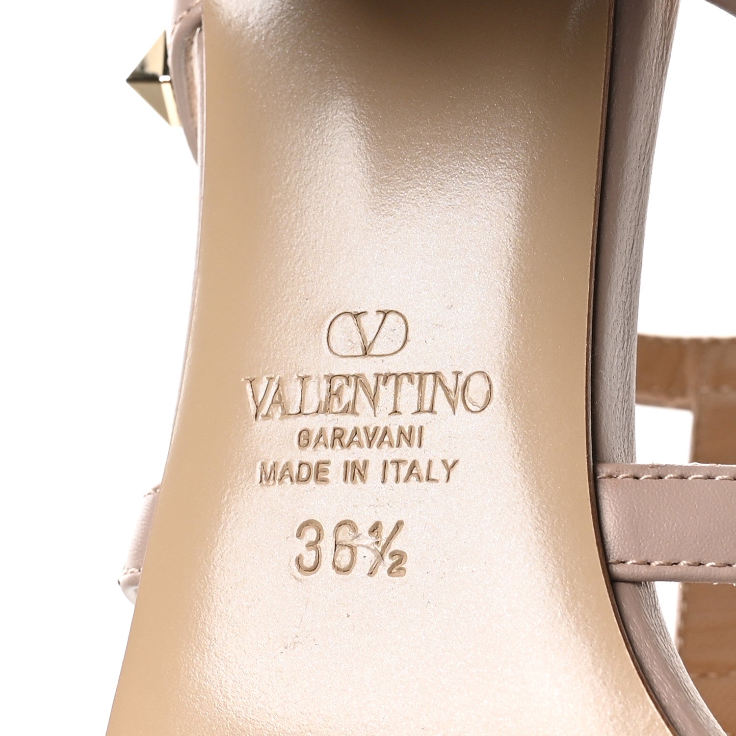 Valentino Garavani Calfskin Rockstud 60mm Caged Slide Sandals 36.5 Poudre 7 of 9