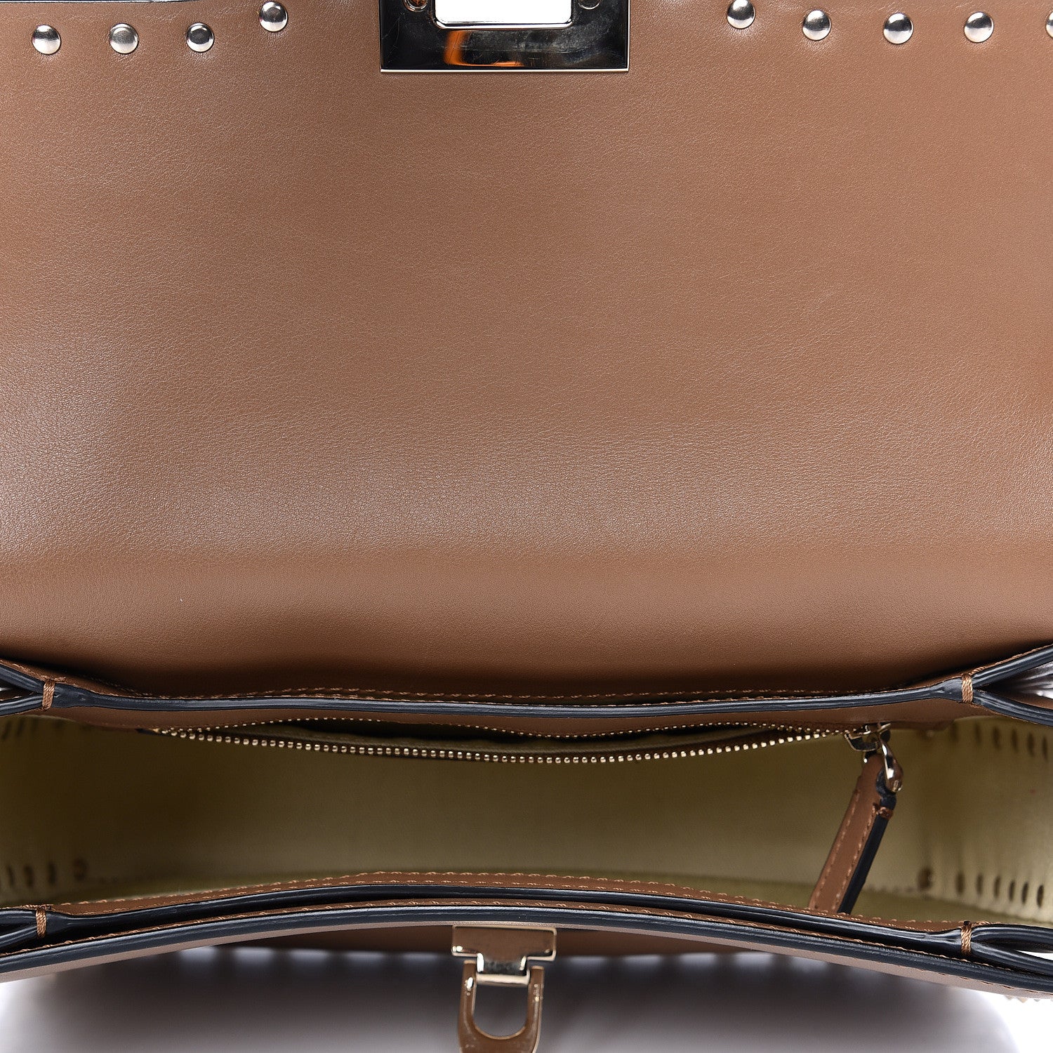 Valentino Garavani Vitello Medium Rockstud Flap Saddle Bag Nocciola 8 of 14