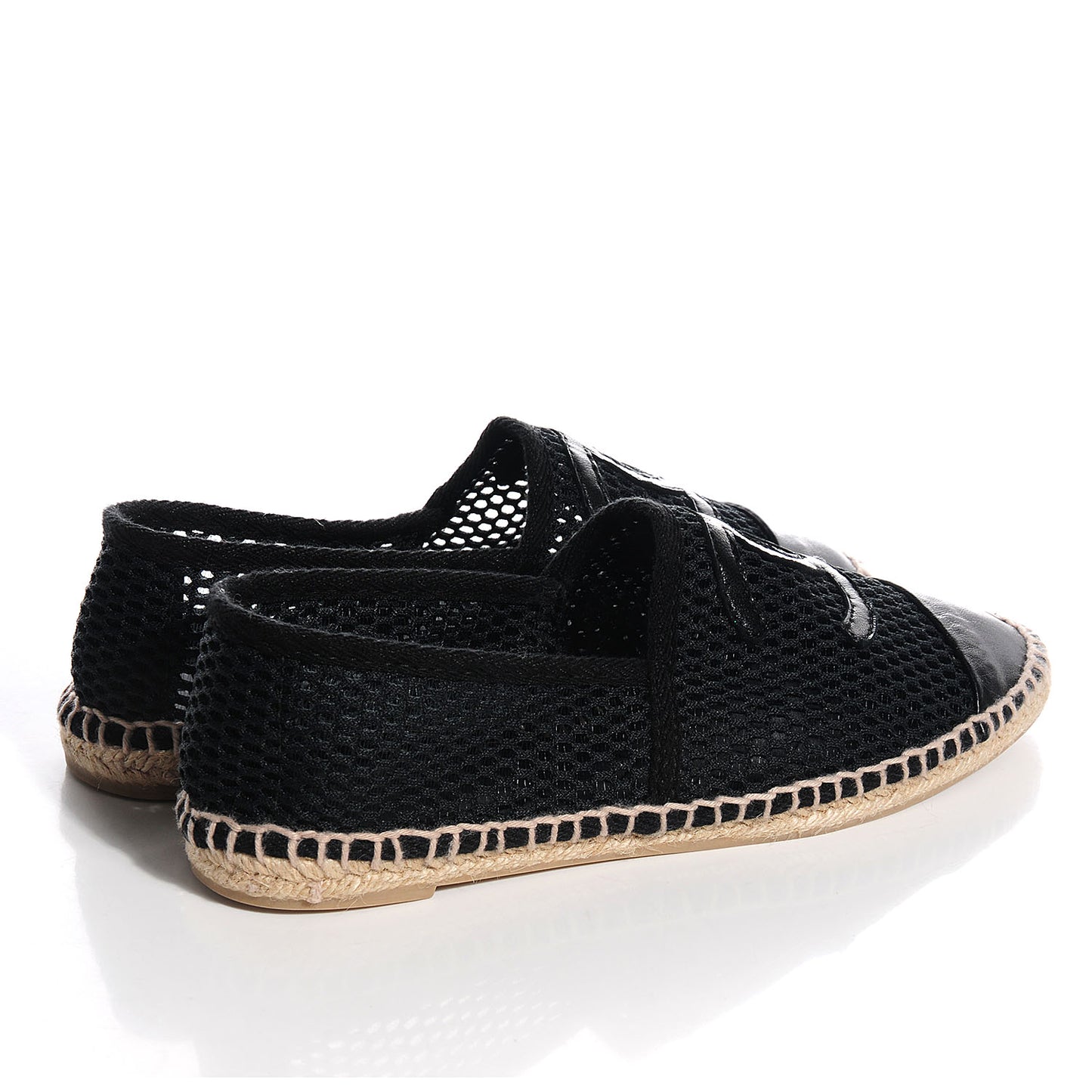 Mesh Lambskin Espadrilles 38 Black