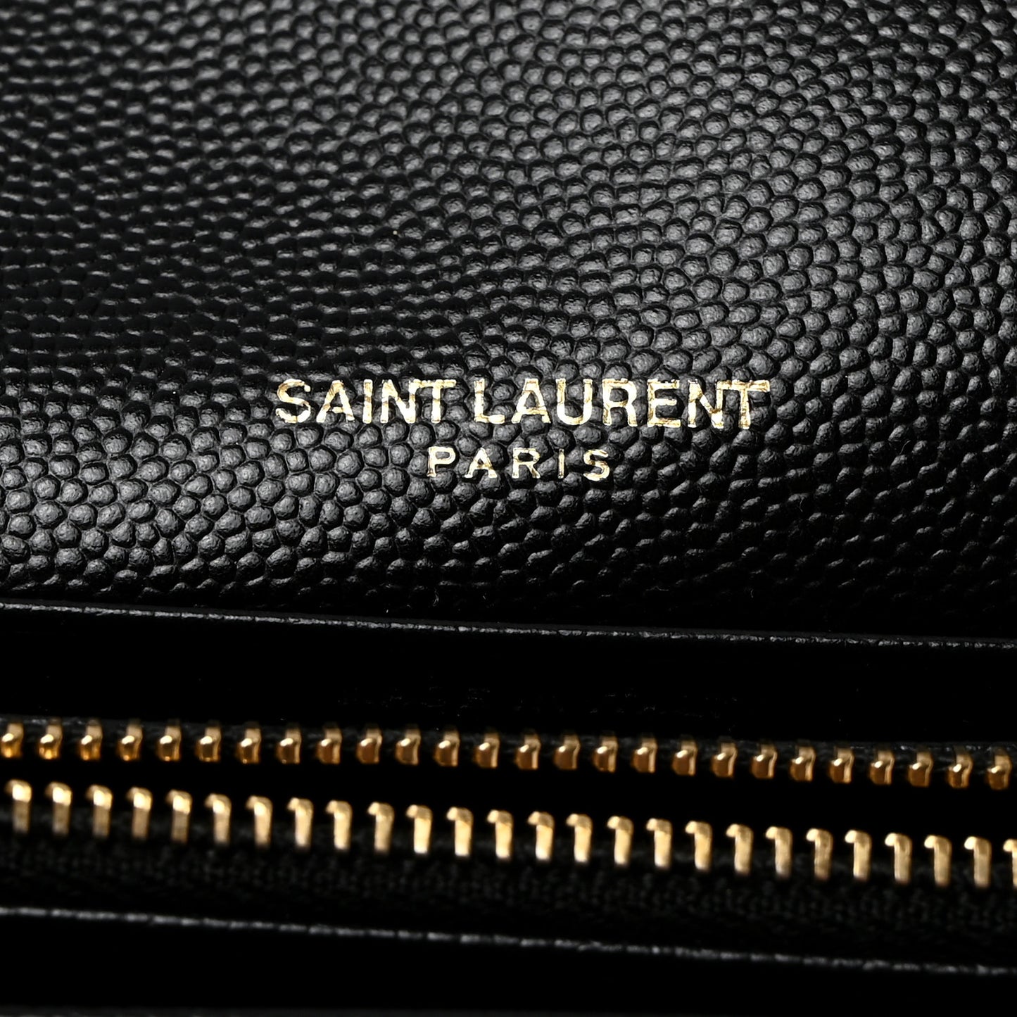 SAINT LAURENT Grain De Poudre Matelasse Chevron Monogram Flap Wallet Black