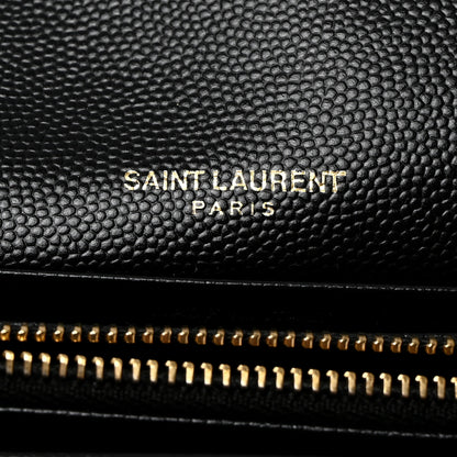 Saint Laurent SAINT LAURENT Grain De Poudre Matelasse Chevron Monogram Flap Wallet Black 5 of 8