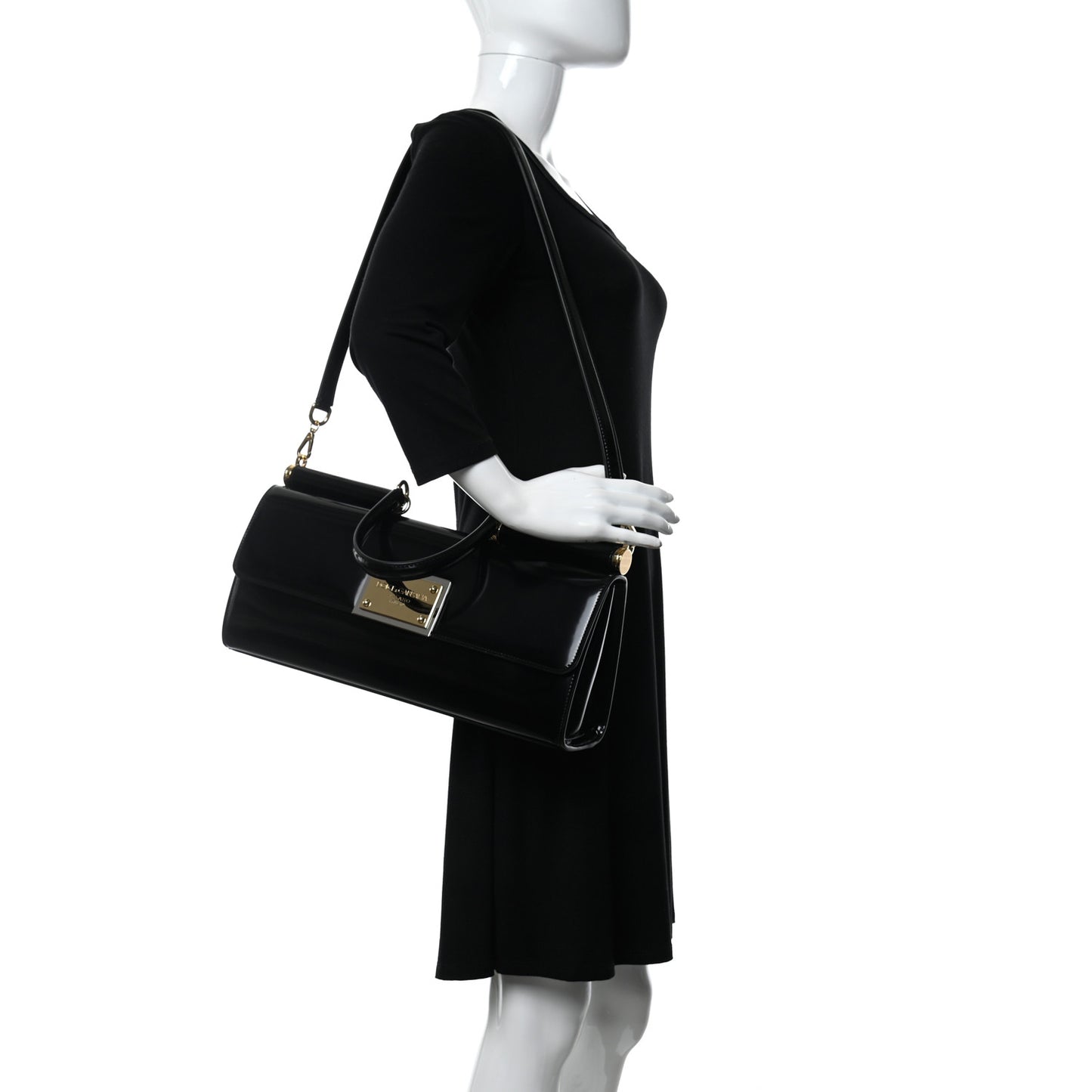 Shiny Calfskin 90's Sicily Bag Black