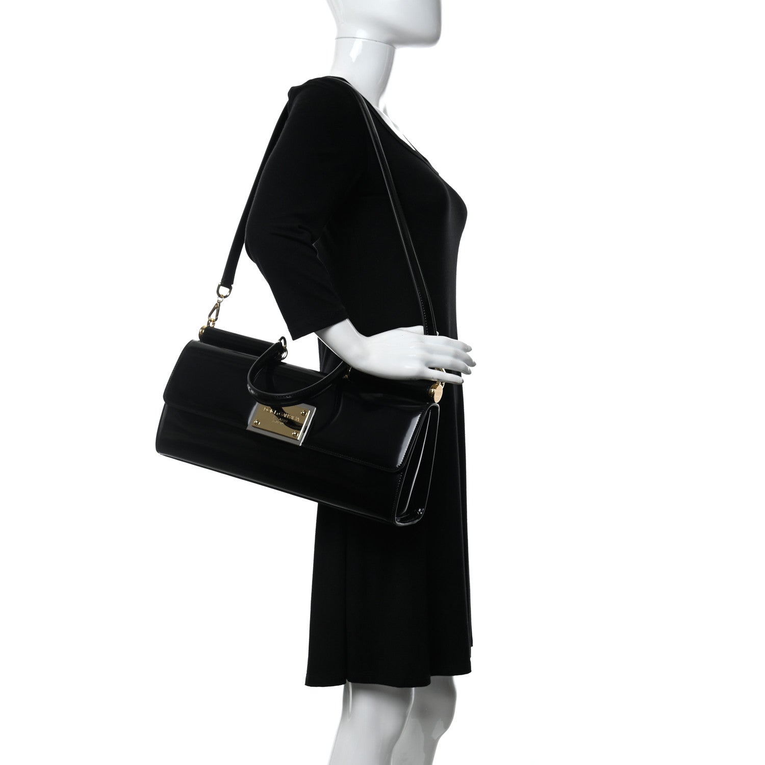 Dolce & Gabbana Shiny Calfskin 90's Sicily Bag Black 2 of 9
