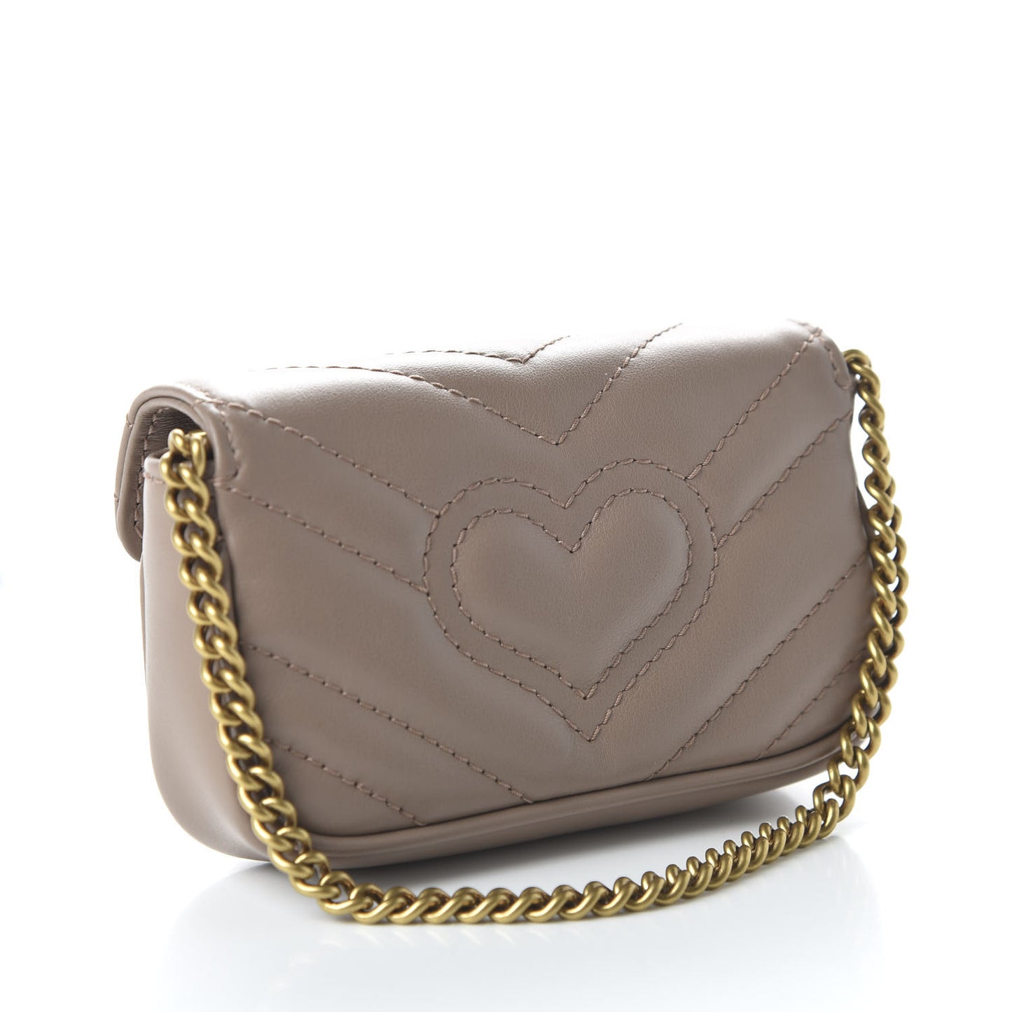 Calfskin Matelasse Heart GG Marmont 2.0 Coin Purse On A Chain Porcelain Rose