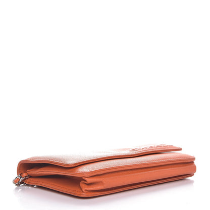 Chanel Goatskin Embossed Wallet On Chain WOC Orange 4 of 7