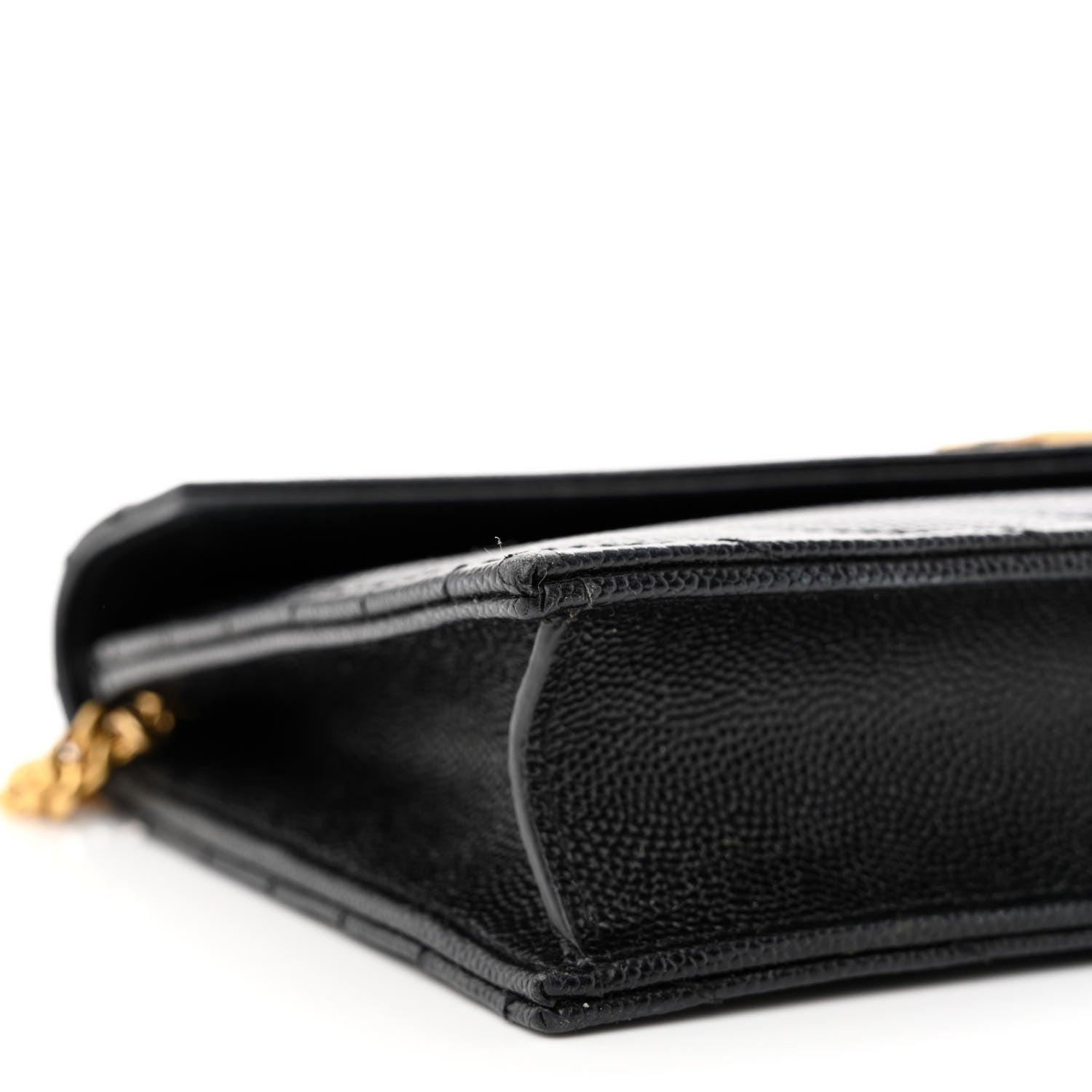 Saint Laurent Grain De Poudre Matelasse Chevron Monogram Envelope Chain Wallet Black 9 of 12