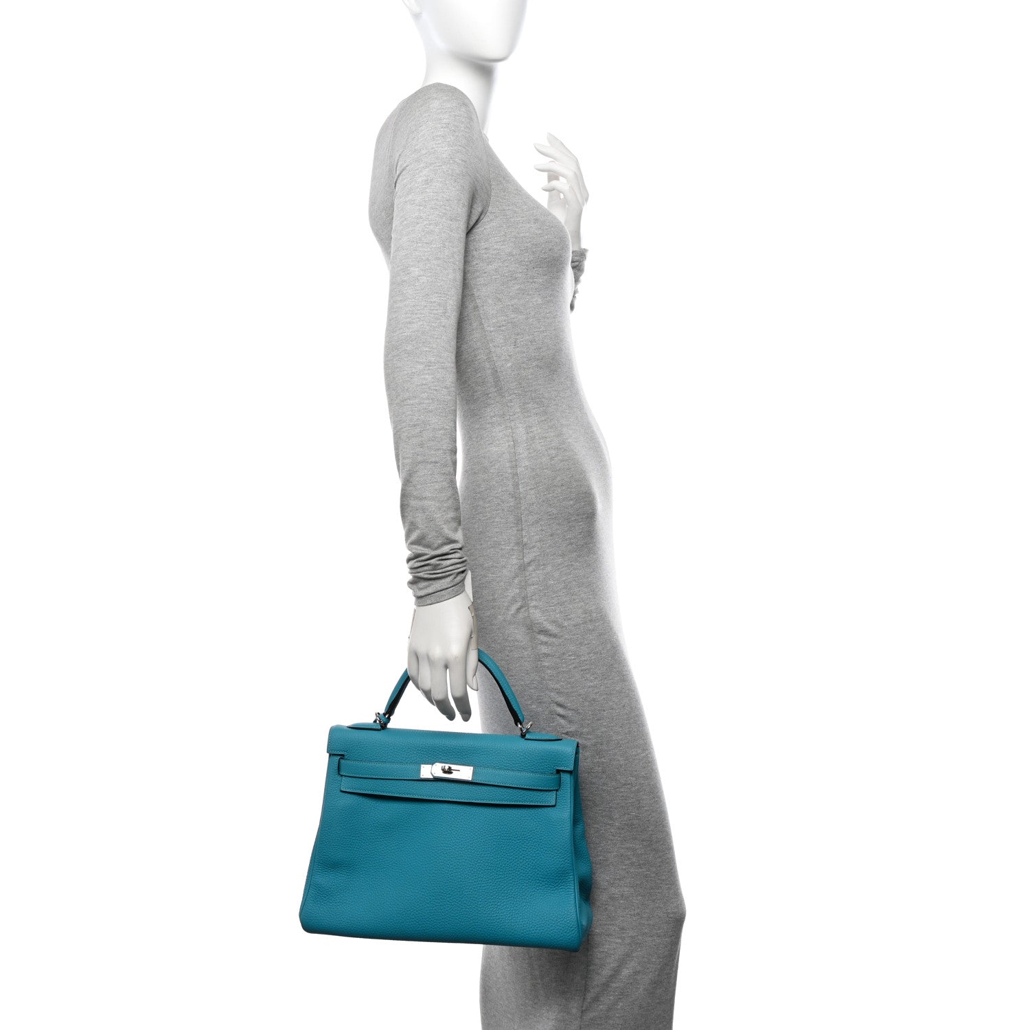 Hermes Togo Kelly Retourne 32 Turquoise 2 of 14