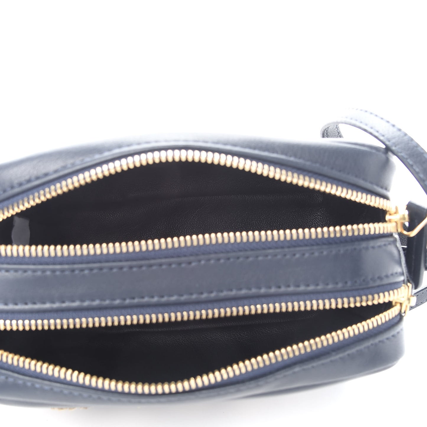 Lambskin Floral Double Zip Crossbody Blue White