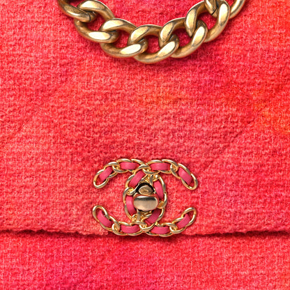 Chanel Tweed Quilted Medium Chanel 19 Flap Coral Pink 9 of 11