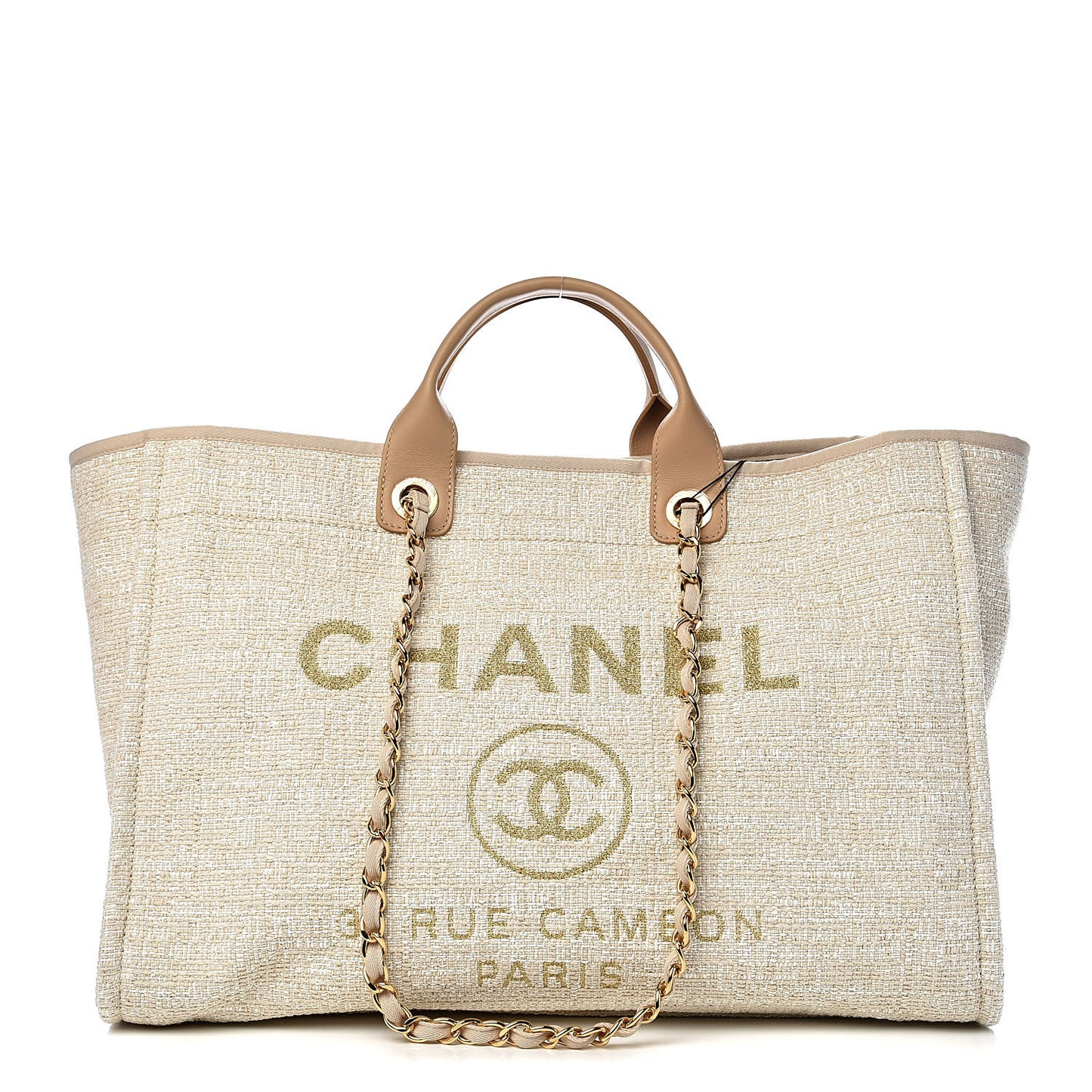 Woven Straw Raffia Large Deauville Tote Light Beige