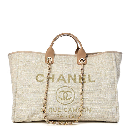 Chanel Woven Straw Raffia Large Deauville Tote Light Beige 1 of 10