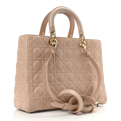 Christian Dior Lambskin Cannage Large Lady Dior Beige 3 of 15
