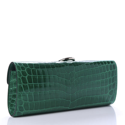 Hermes Shiny Niloticus Crocodile Egee Clutch Vert Emeraude 3 of 8