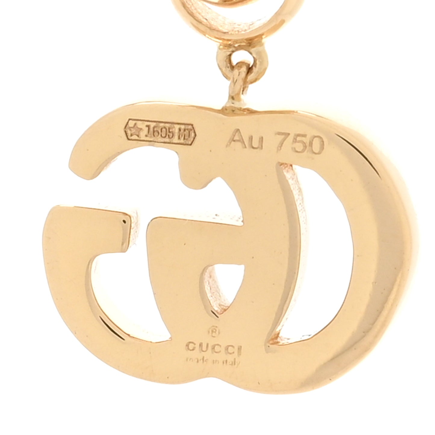 18K Yellow Gold Running G Drop Hoop Earrings