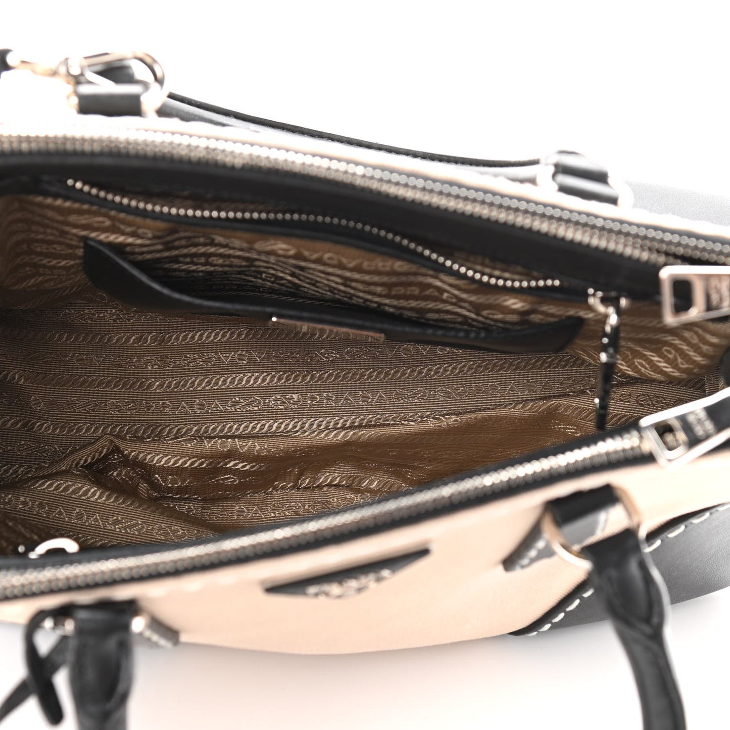 Canvas Calfskin Small City Stitch Tote Black