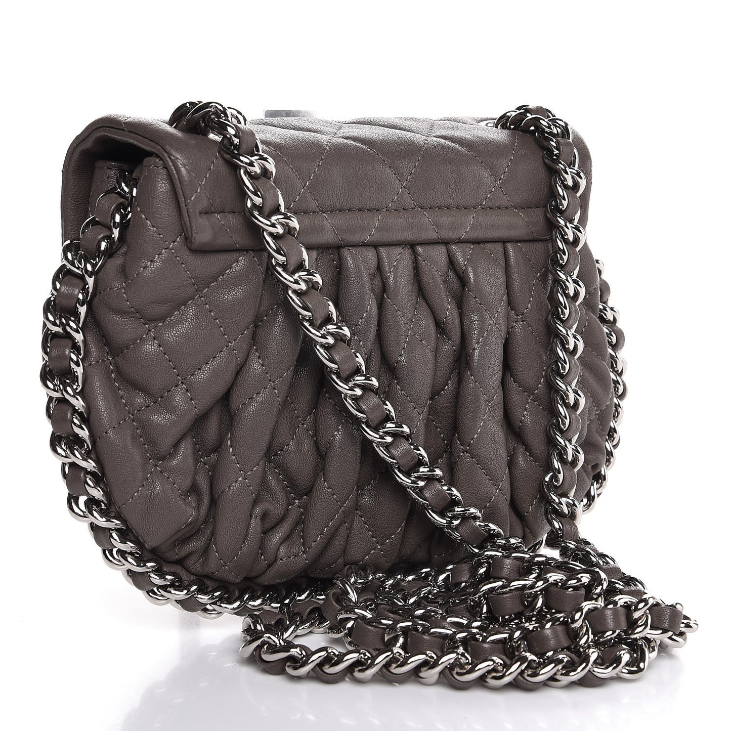 Washed Lambskin Quilted Mini Chain Around Flap Taupe