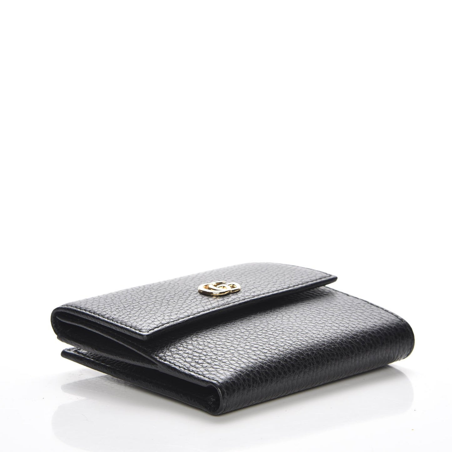 Dollar Calfskin Double G French Flap Wallet Black