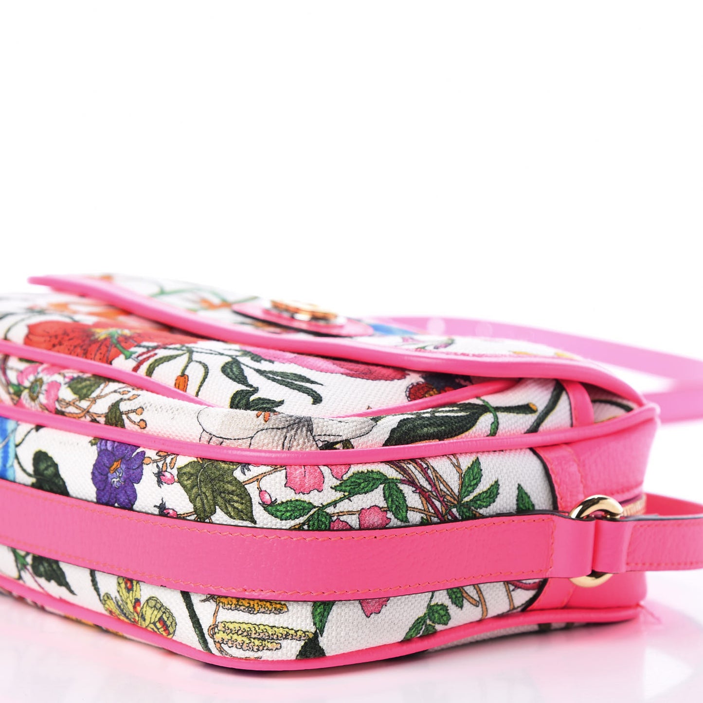 Canvas Flora Floral Shoulder Bag White Fuchsia Fluo