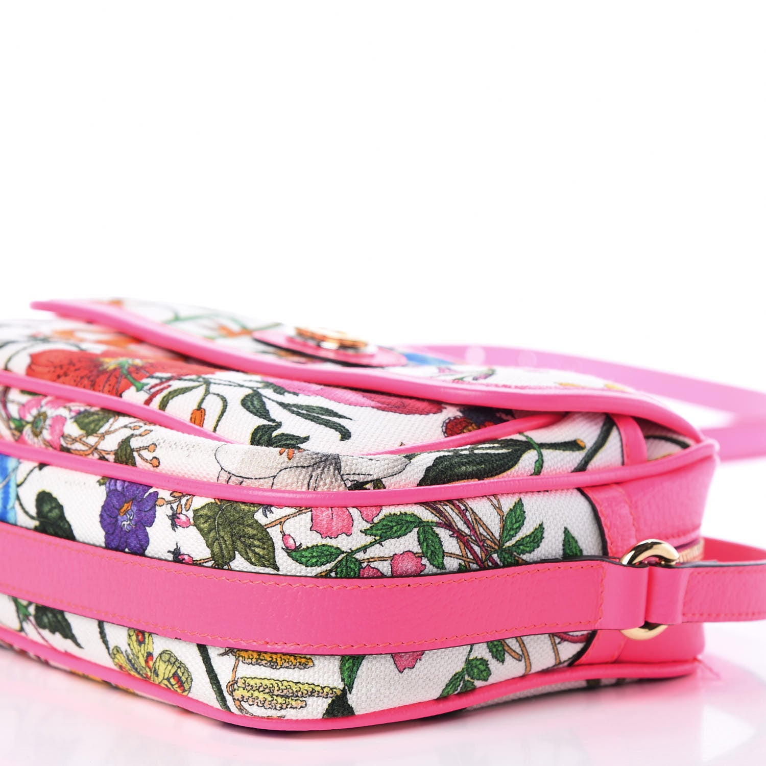 Gucci Canvas Flora Floral Shoulder Bag White Fuchsia Fluo 9 of 11