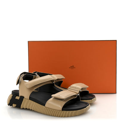 Hermes Lambskin Junior Womens Sandals 39 Beige Black 9 of 9