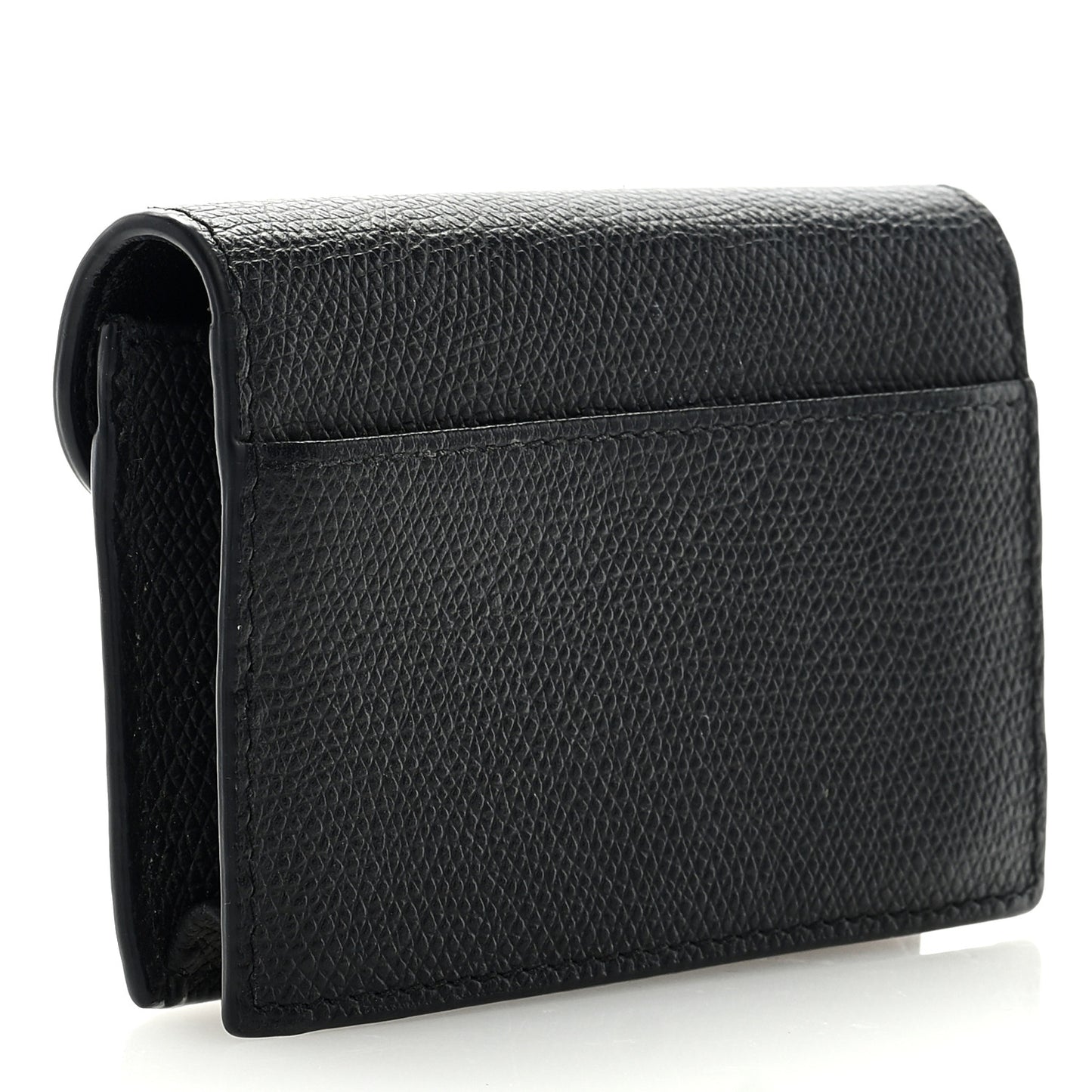 Grained Calfskin Saddle Card Holder Black