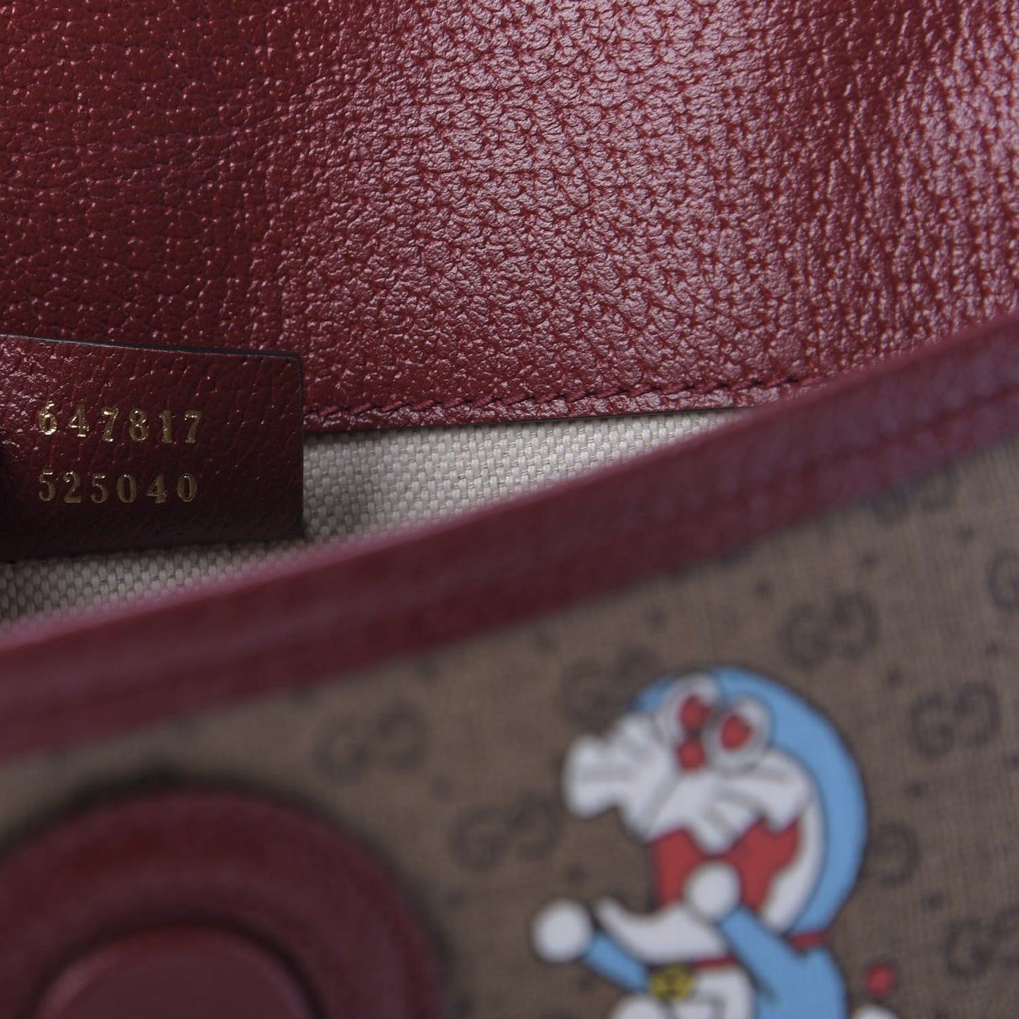 X DORAEMON Mini Vintage GG Supreme Monogram Web Slim Belt Bag Beige Cherry Red