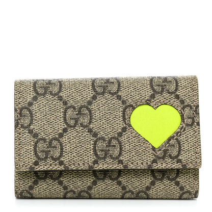 Gucci GG Supreme Monogram Heart 6 Key Holder Case Yellow Fluo 1 of 10