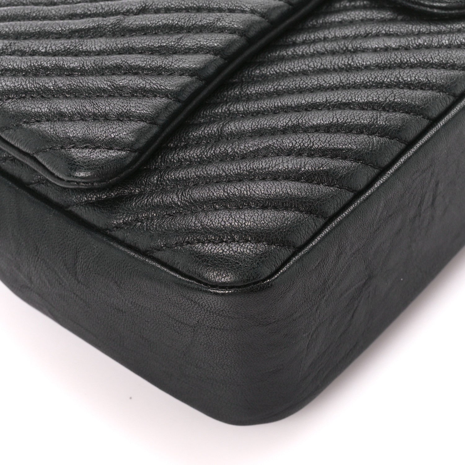 Chanel Calfskin Chevron Quilted Medium Surpique Flap Black 10 of 12