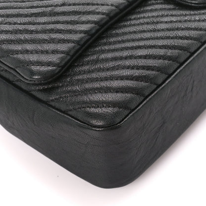 Chanel Calfskin Chevron Quilted Medium Surpique Flap Black 10 of 12