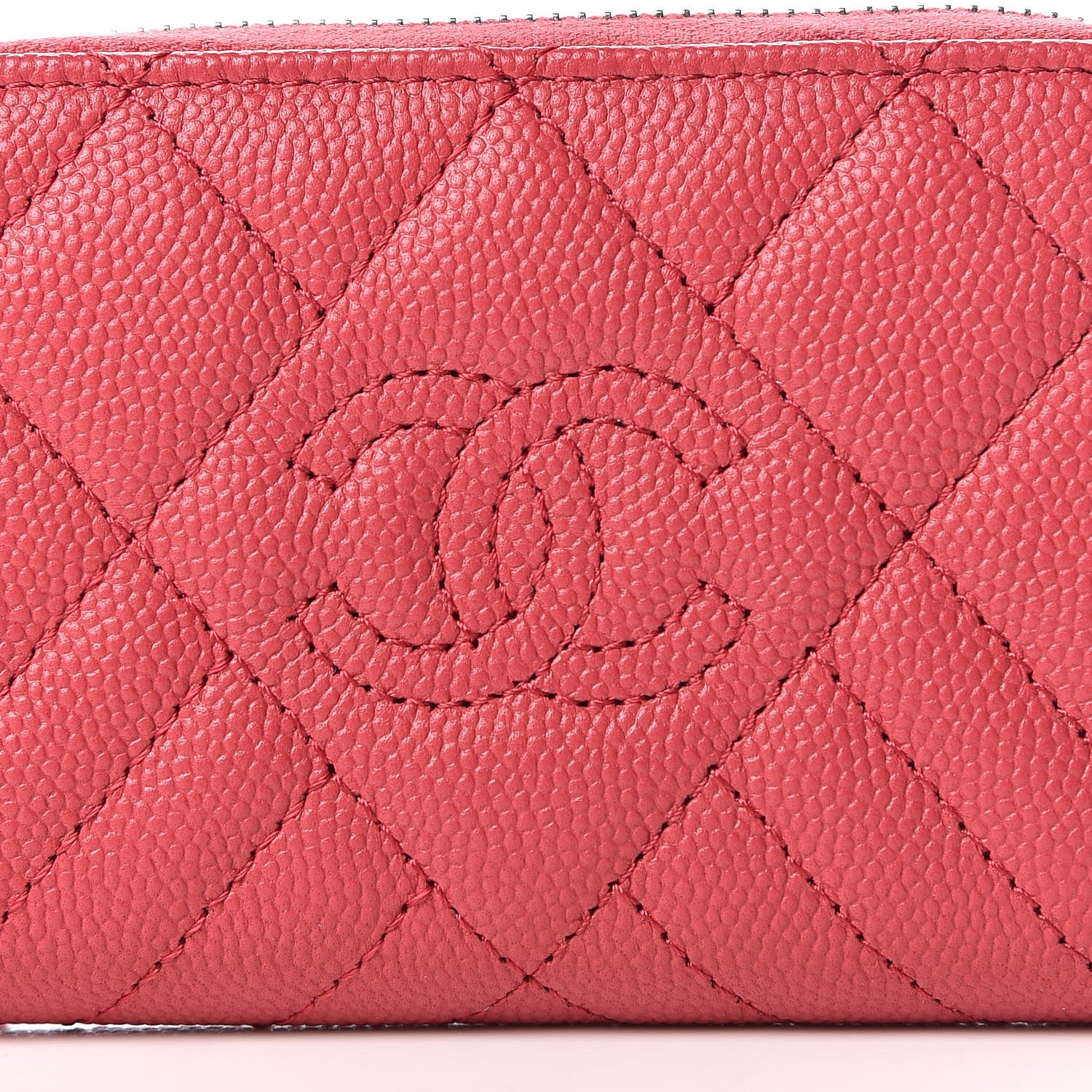 Chanel Caviar Quilted Diamond CC Duo Zip Coin Purse Pink 8 of 11