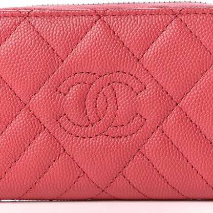 Chanel Caviar Quilted Diamond CC Duo Zip Coin Purse Pink 8 of 11