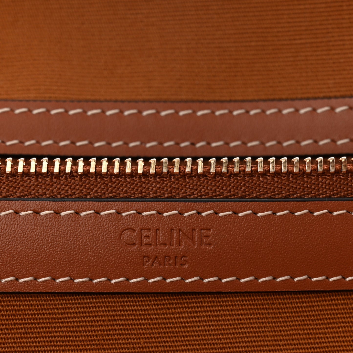 Triomphe Canvas Calfskin Medium Cabas Bag Tan