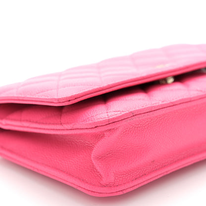 Chanel Caviar Quilted Wallet on Chain WOC Fuchsia 10 of 14